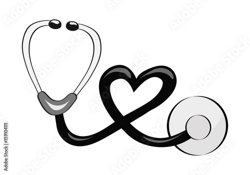 Hand draw stethoscope for the topic of medicine, medicine and health, cartoon style, stock vector illustration