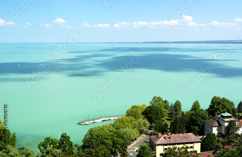 Landscape of Lake Balaton from Tihany peninsula, Hungary 