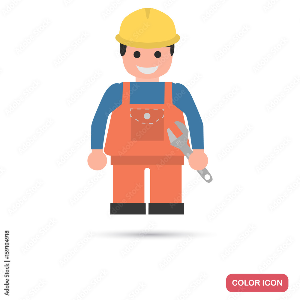 Builder color flat icon for web and mobile design