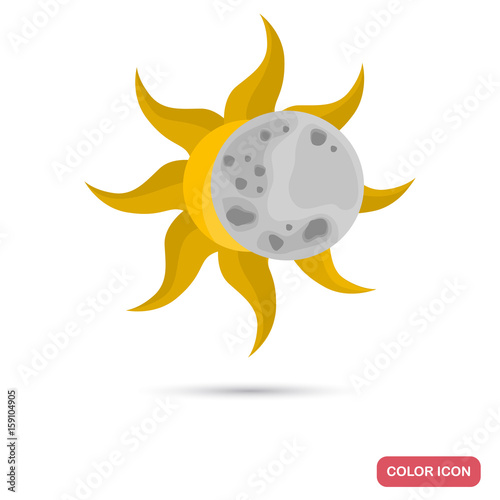 Solar eclipse color flat icon for web and mobile design