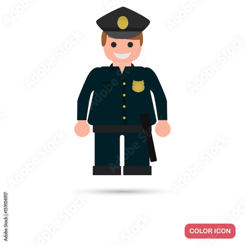 Policeman color flat icon for web and mobile design