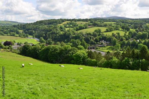 Looking down into the valley at the village of Inistioge in Summertime 