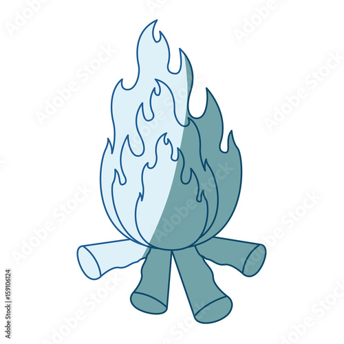 blue shading silhouette of bonfire icon vector illustration