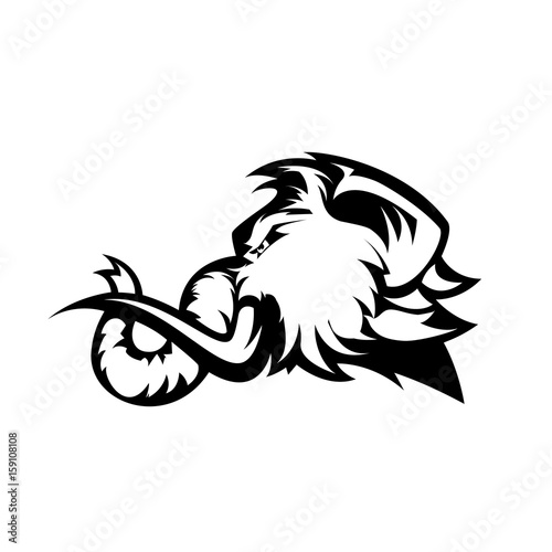 Furious woolly mammoth head sport vector logo concept isolated on white background. Modern professional mascot team badge design.
Premium quality wild animal t-shirt tee print illustration.