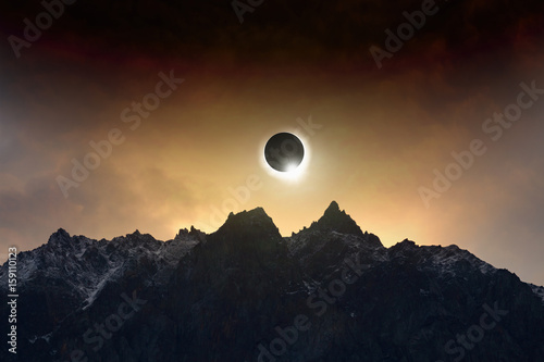 Amazing scientific background - total solar eclipse