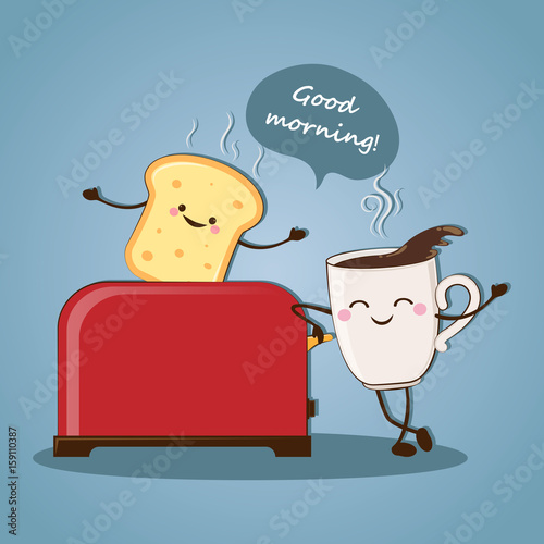 Morning breakfast. Good morning! Morning coffee. Vector illustration.