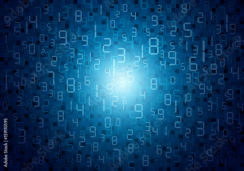 Vector blue abstract digital numbers background design