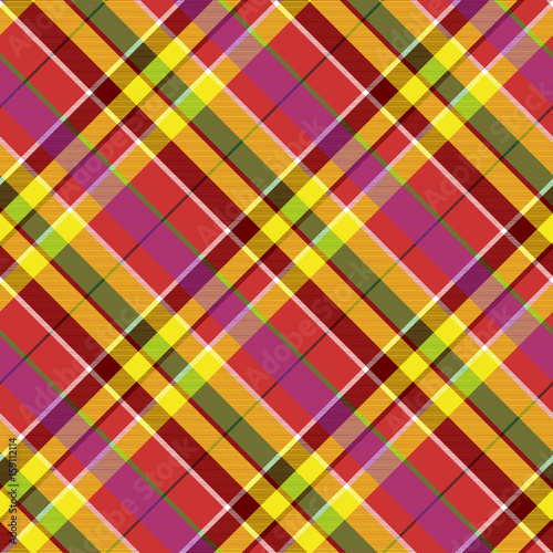 Madras colored plaid diagonal fabric texture seamless pattern