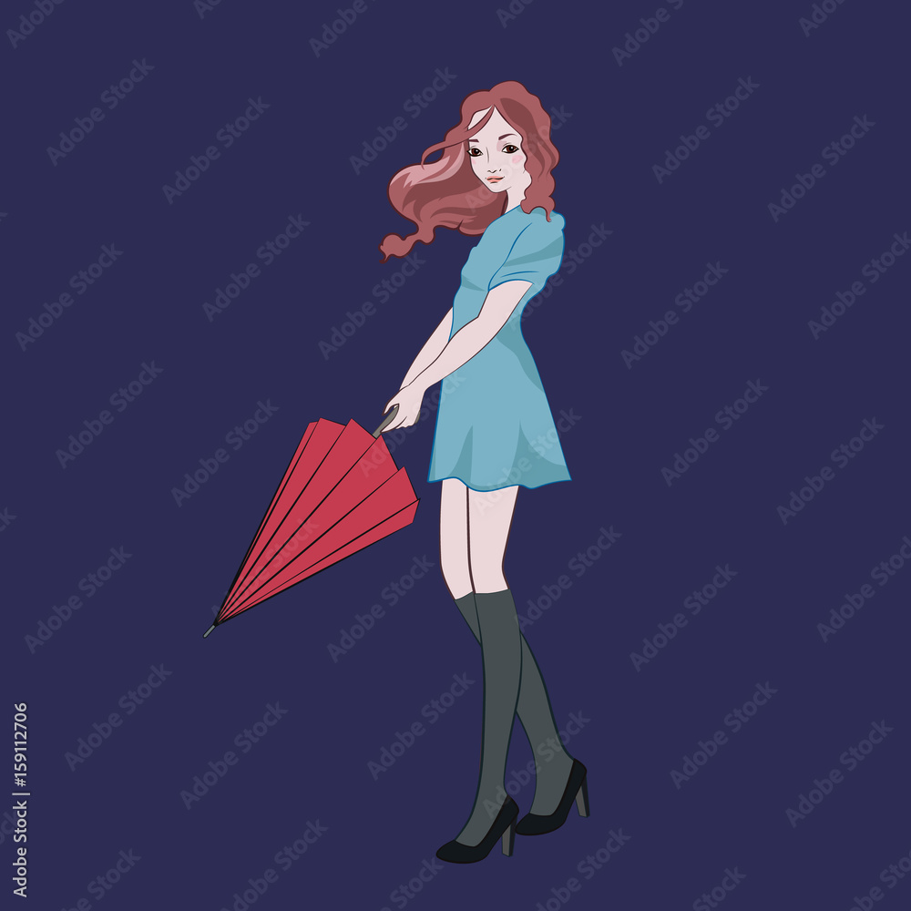 Beautiful young girl holding red umbrella Beautiful young girl holding red umbrella