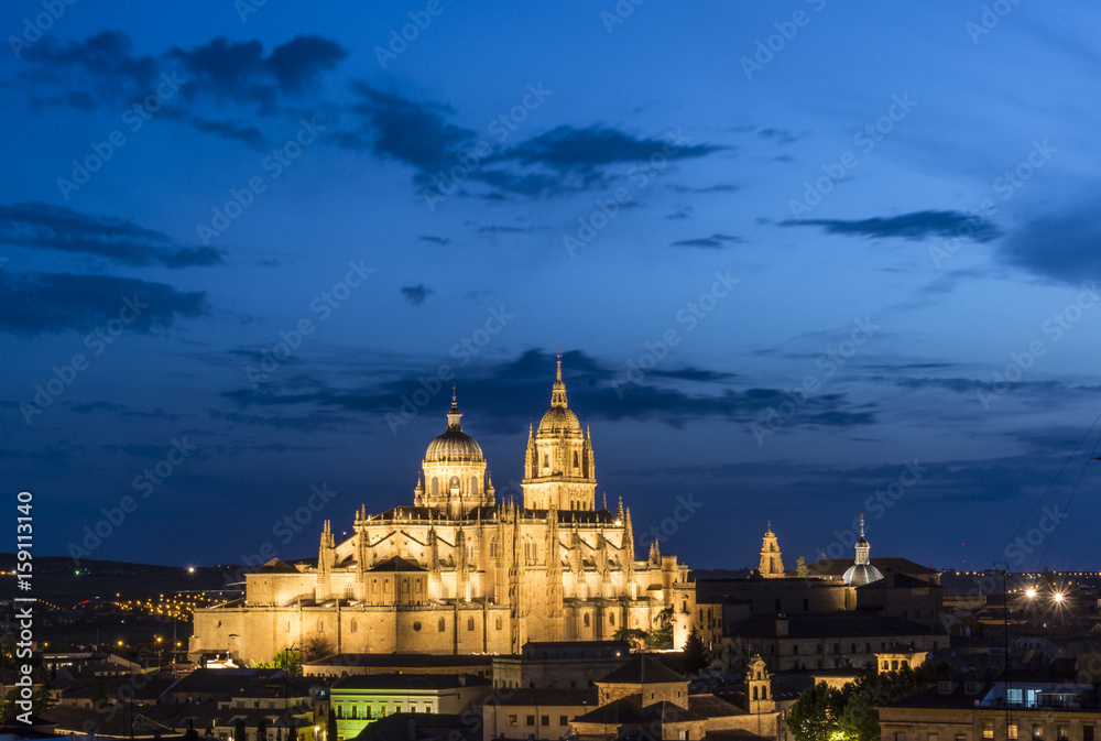 Night view of Salamanca cityscape