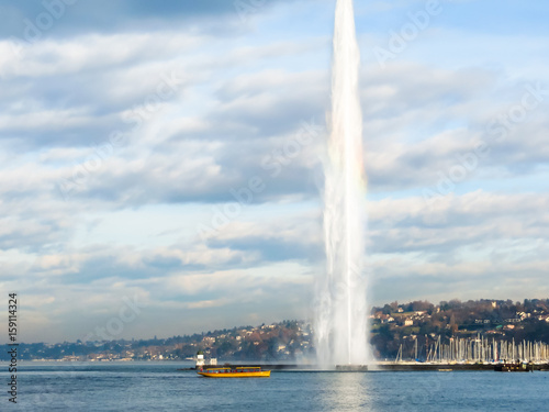 Fountain Jet d'Eau at the Lake Geneva