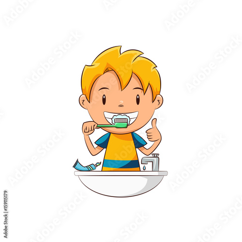 Kid brushing teeth