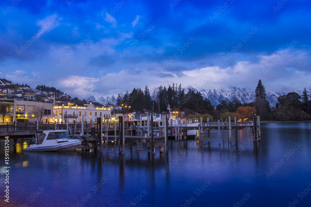 beautiful scenic of queenstown pier most popular traveling destination in south island new zealand