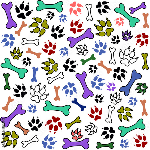 Pet paw print and bone