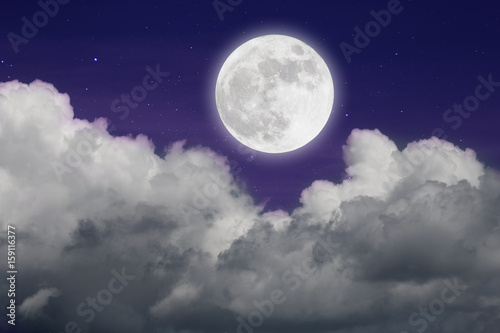 Fototapeta Naklejka Na Ścianę i Meble -  Romantic Moon In Starry Night.