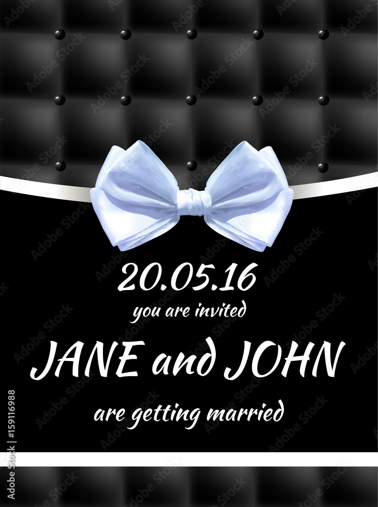 Wedding invitation card template. VECTOR black and white card Stock ...