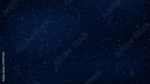 Abstract background. The beautiful starry sky is blue. The stars glow in complete darkness. Fantastic galaxy. Open space. Vector illustration