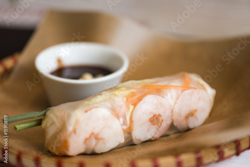 Spring Rolls and traditional sauce, vietnamese spring rolls
