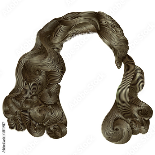 trendy woman short  hairs blonde brown colors .fringe. fashion beauty retro style . realistic 3d .