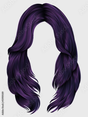 trendy woman long hairs purple colors .  beauty fashion .  realistic  graphic 3d