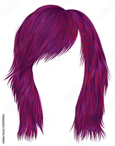trendy  woman  hairs bright pink color . medium length . beauty style . realistic  3d .