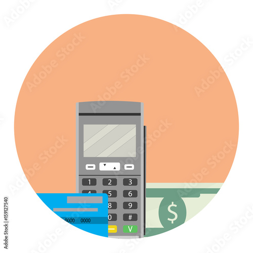 Payment by credit card icon app flat