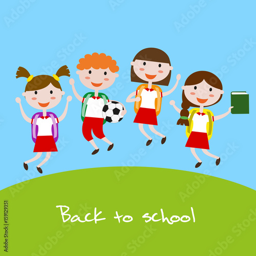 Children in school uniform.
