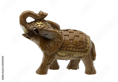 Brown Elephant Figurine on white Background