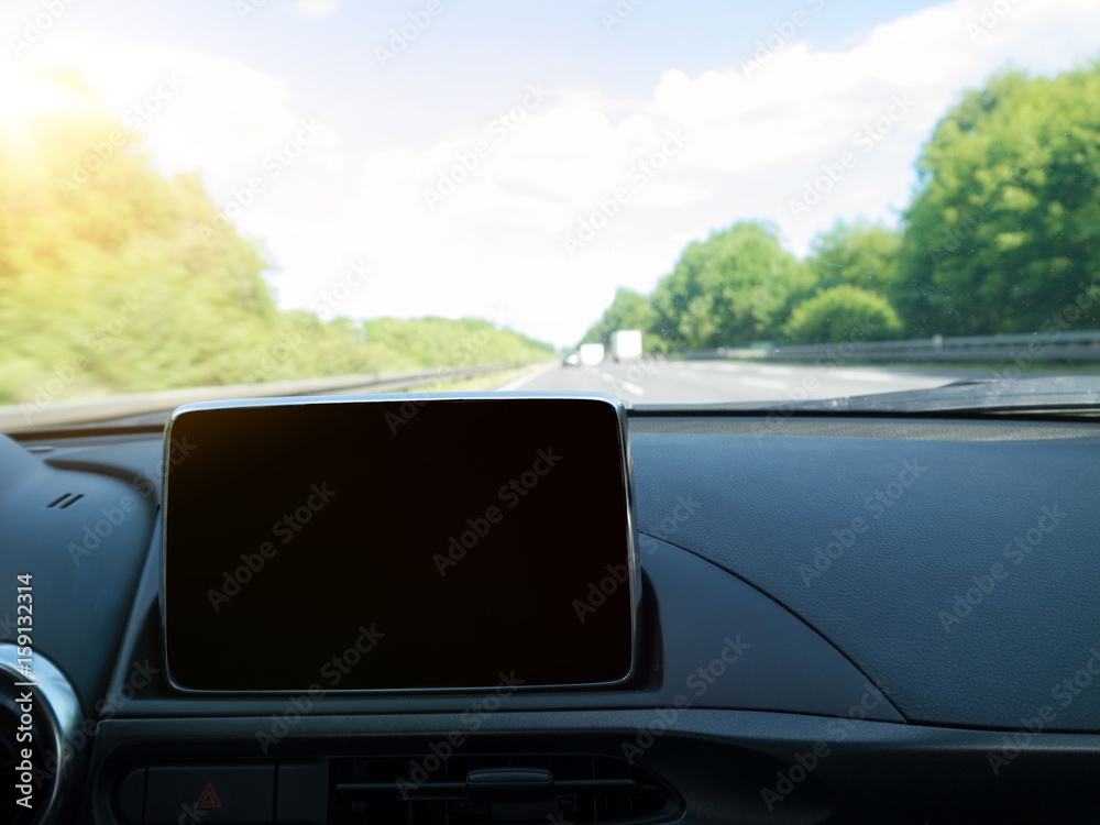 Naklejka premium Car Interior with Navigation system