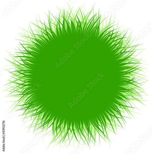 Round background with green grass.