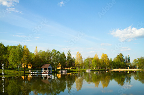 Landscape lake forest reflection