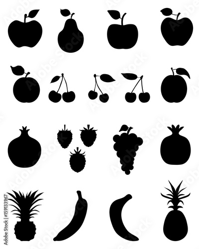 Silhouettes of fruit,vector icon set for web and mobile