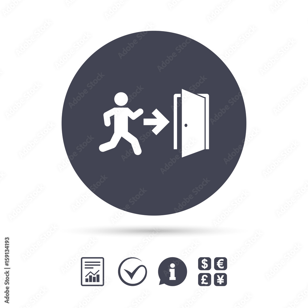 Emergency exit sign icon. Door with right arrow. Emergency exit sign icon. Door with right arrow.