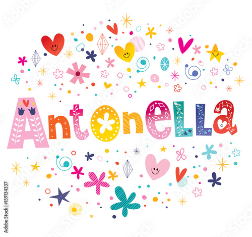 Antonella girls name decorative lettering type design