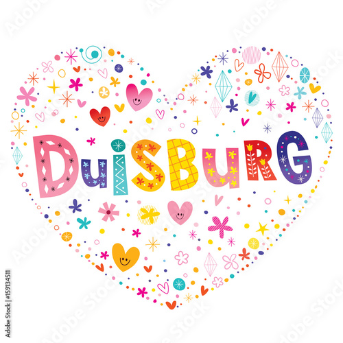 Duisburg city in Germany heart shaped type lettering vector design
