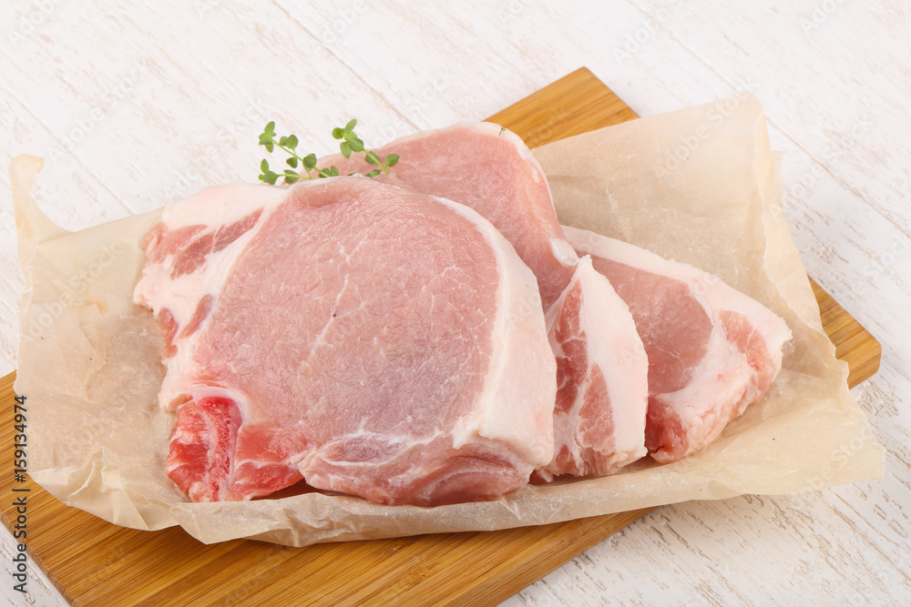 Raw pork steak