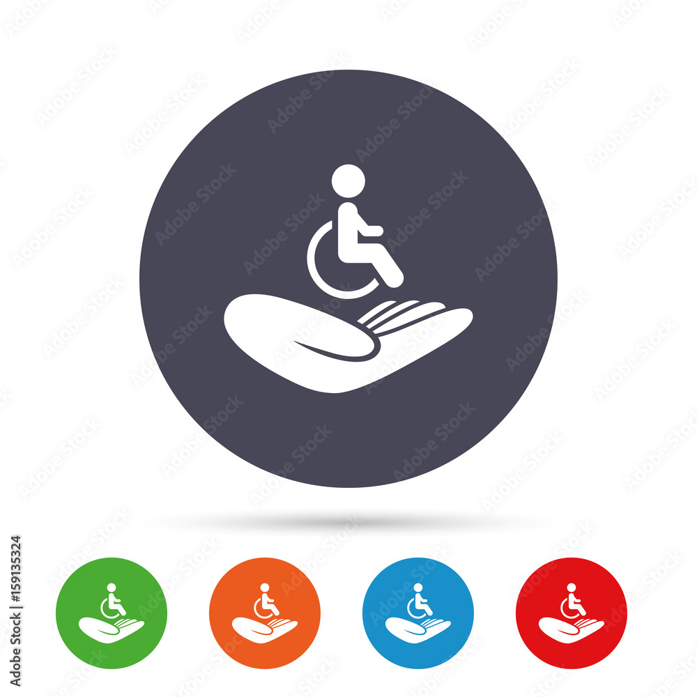 Disabled human insurance sign. Wheelchair man. Disabled human insurance sign. Wheelchair man.