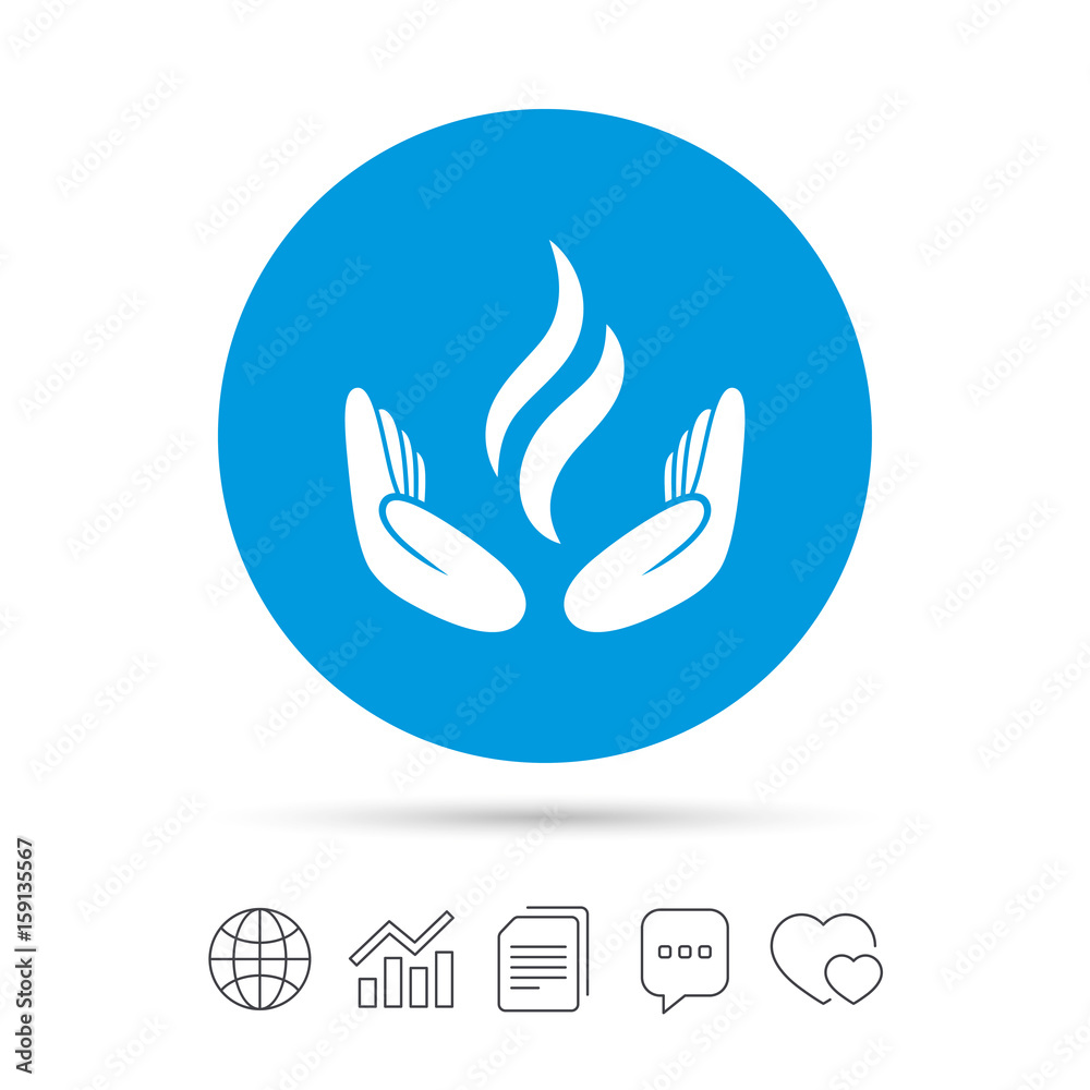 Energy hands sign icon. Power from hands symbol. Energy hands sign icon. Power from hands symbol.