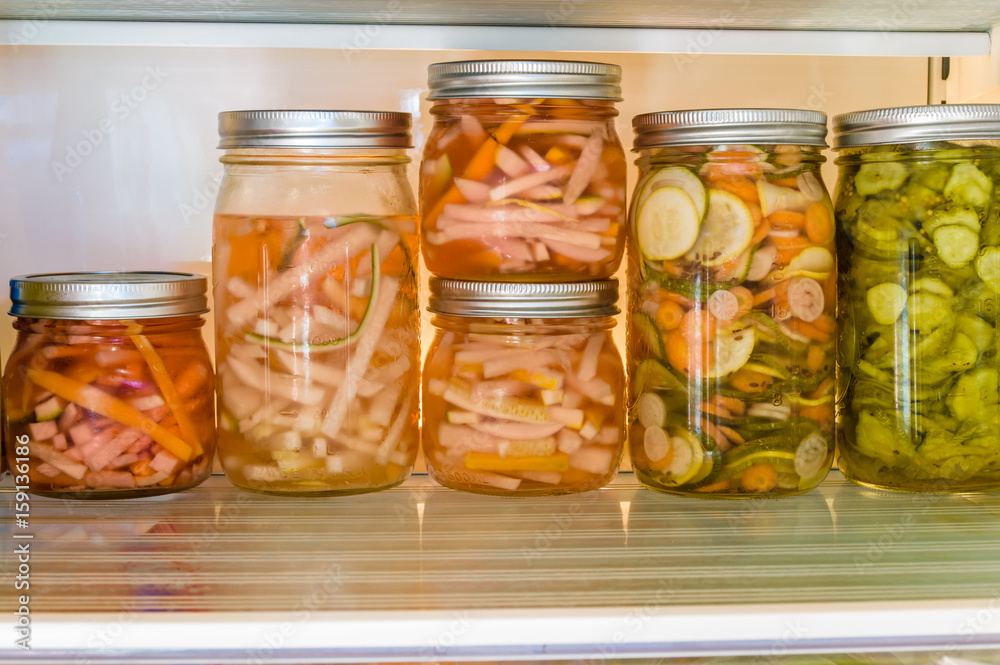 Sliced vegetables being pickled Sliced vegetables being pickled