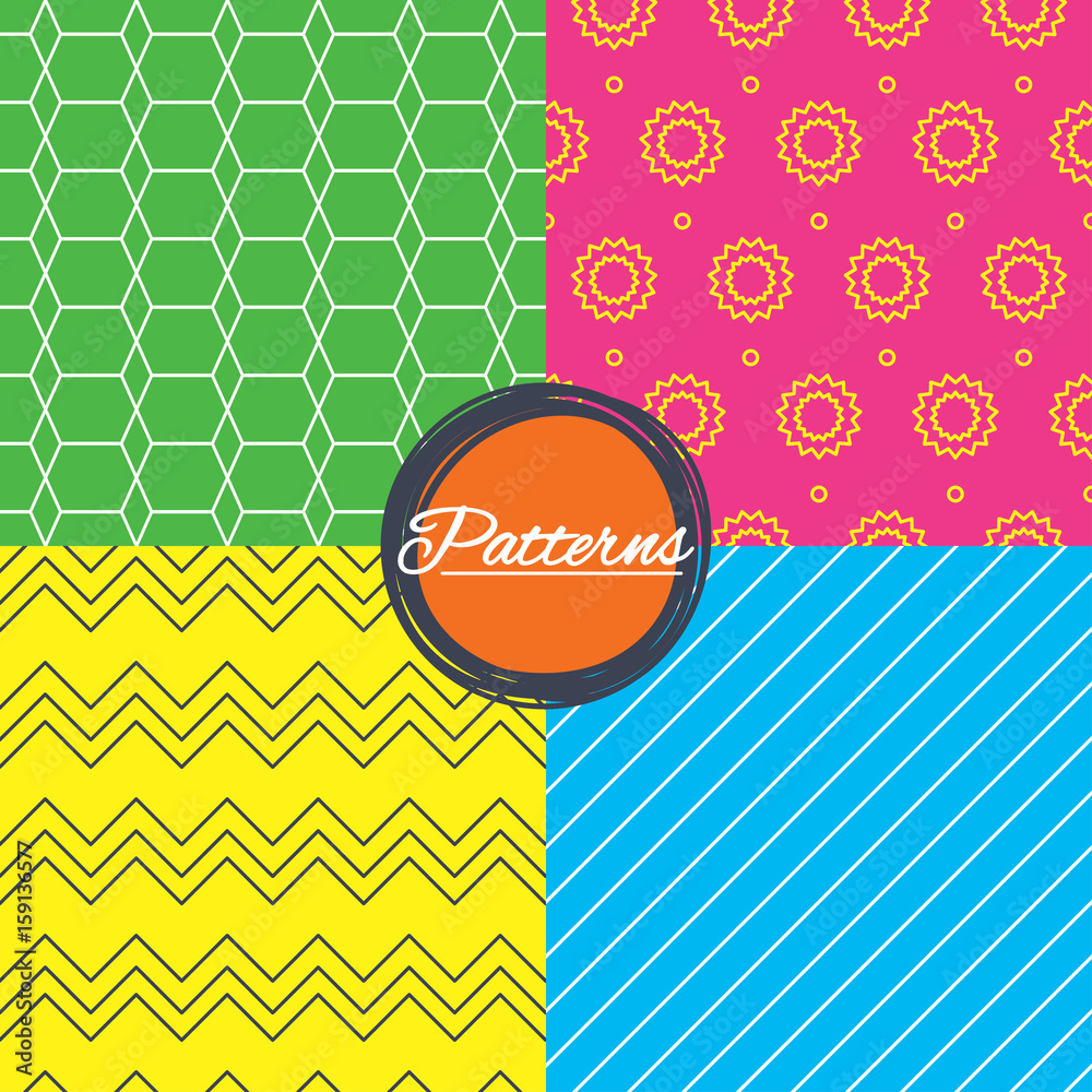 Fototapeta premium Ornament, stars and diagonal lines textures.