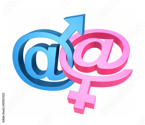 Email and gender symbols - 3d illustration