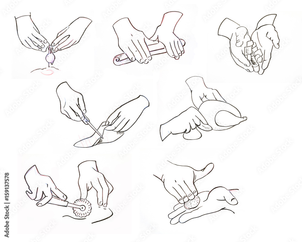 hands of chef, kitchen illustration hands of chef, kitchen illustration