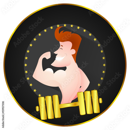 Athlete strong man character logo.