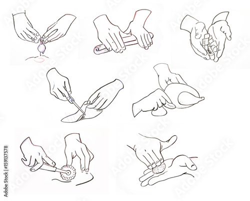 hands of chef  kitchen illustration