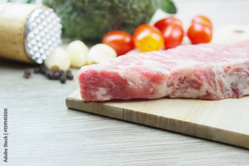 raw meat and With fresh vegetables and Spice steak raw meat and With fresh vegetables and Spice steak