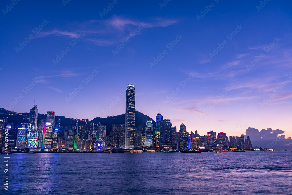 九龍半島から望む香港の夜景