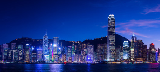 Papier peint photo Hong Kong Panorama nocturne depuis Kowloon  © hit1912