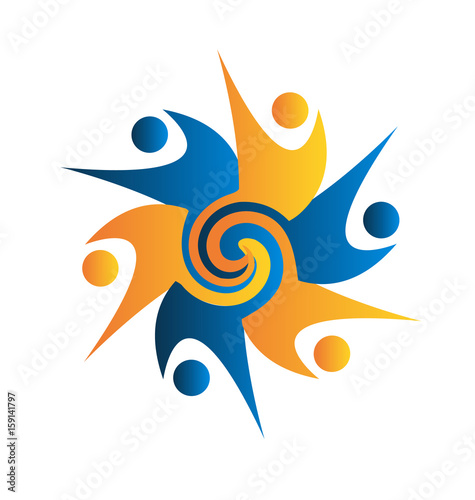 Teamwork swirly business people logo