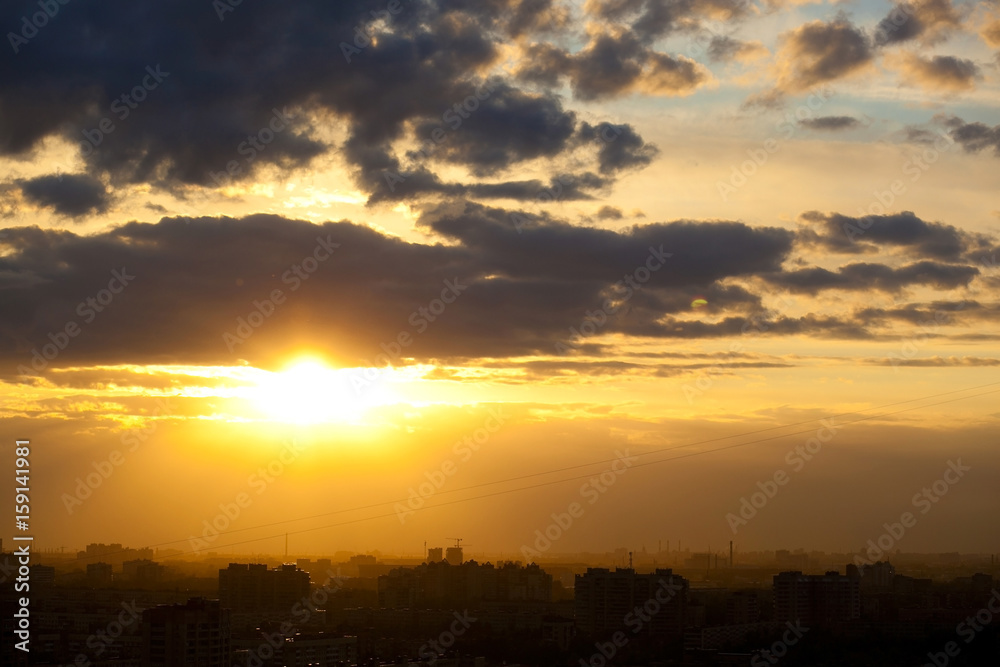Obraz premium City panorama during sunset. Saint Petersburg,