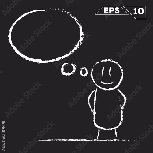 stick figure dream bubble isolated on chalkboard